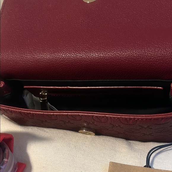Mario Valentino Burgundy Clutch with Silver Chain Accent - Picture 14 of 14